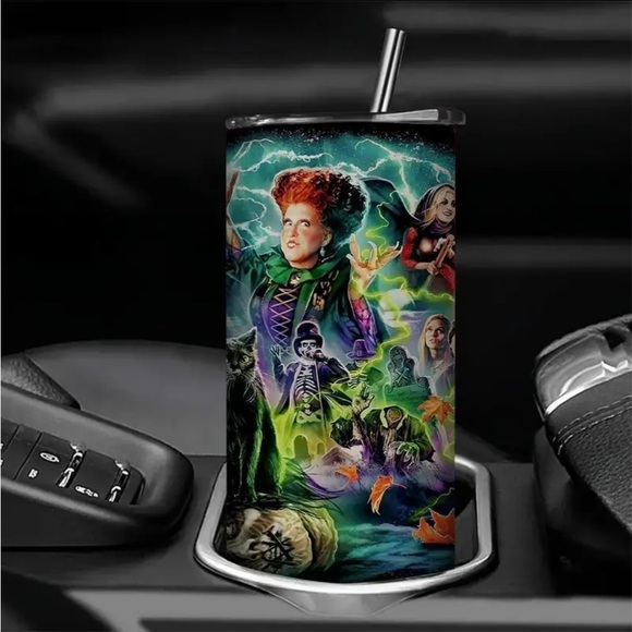 Hocus Pocus 20 ounce Stainless Steel Tumbler With Straw, NWT - Picture 4 of 6